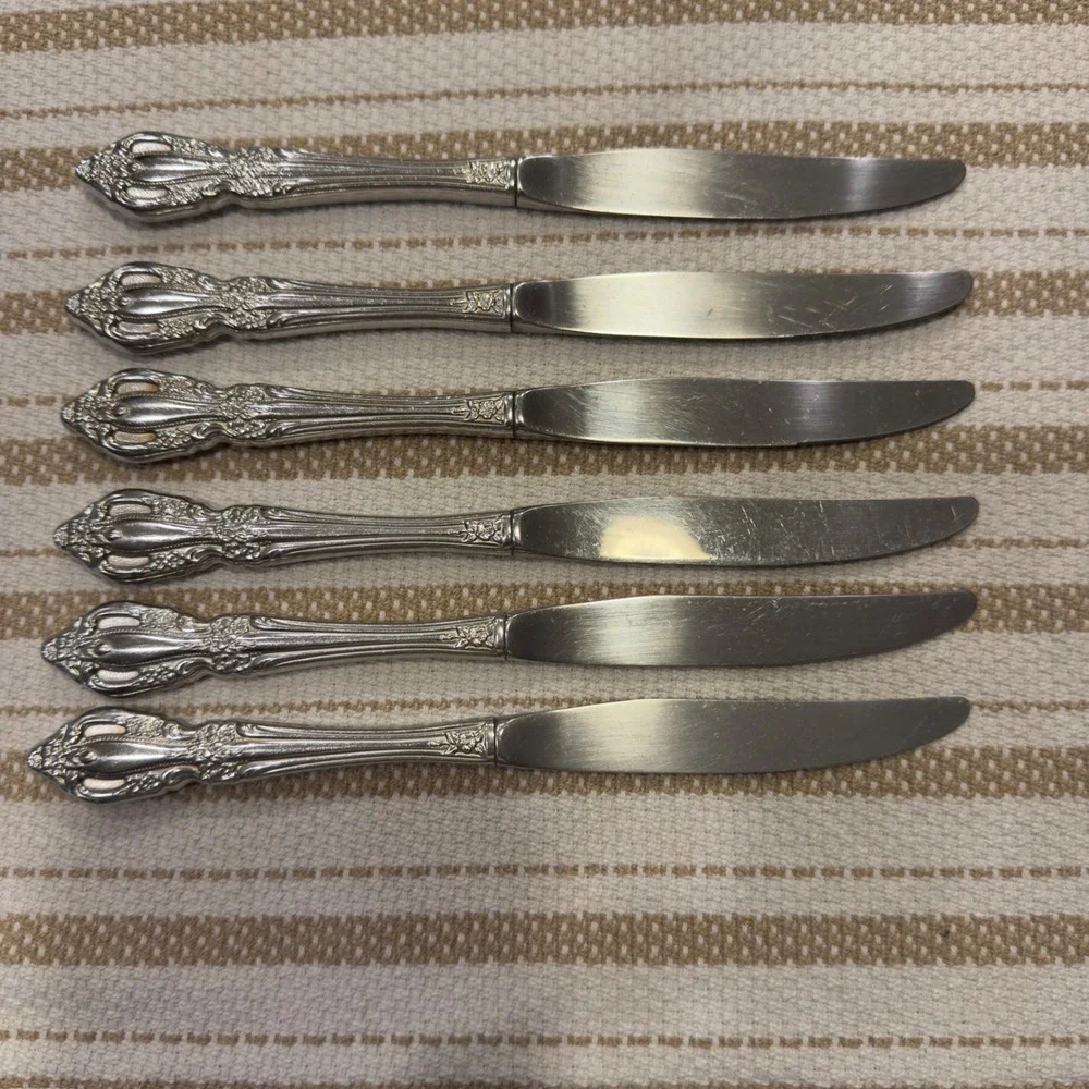 Oneida Raphael‎ Stainless Steel Dinner Knives Set of 6 Ornate Floral Flatware